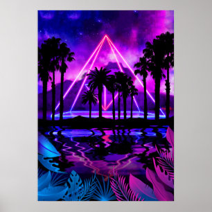 Poster Paisagem de palmeiras neon: Pirâmide