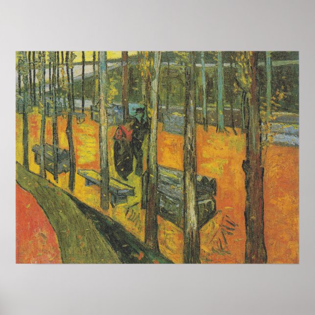 Poster Paisagem de Parque Outonal Laranja de Van Gogh Vin (Frente)