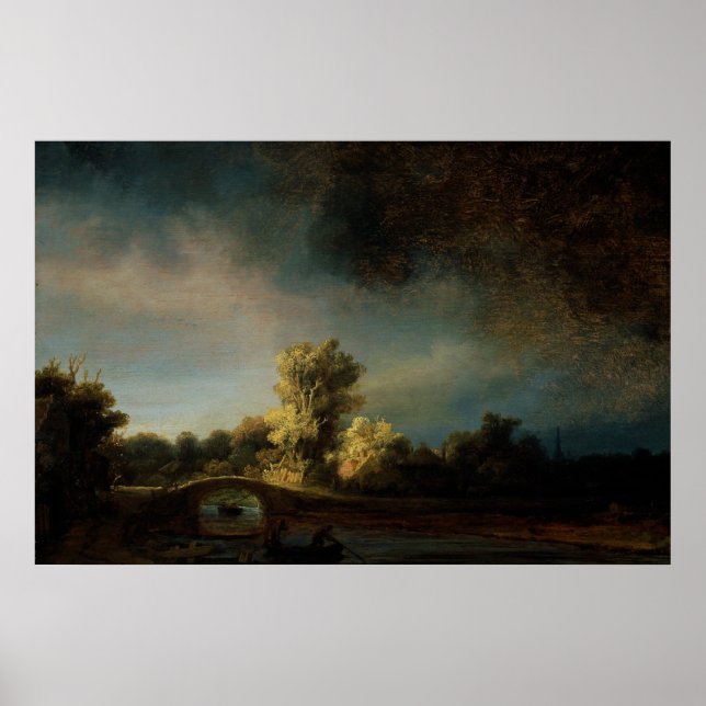 Pôster Paisagem de Pintura Rembrandt (Frente)