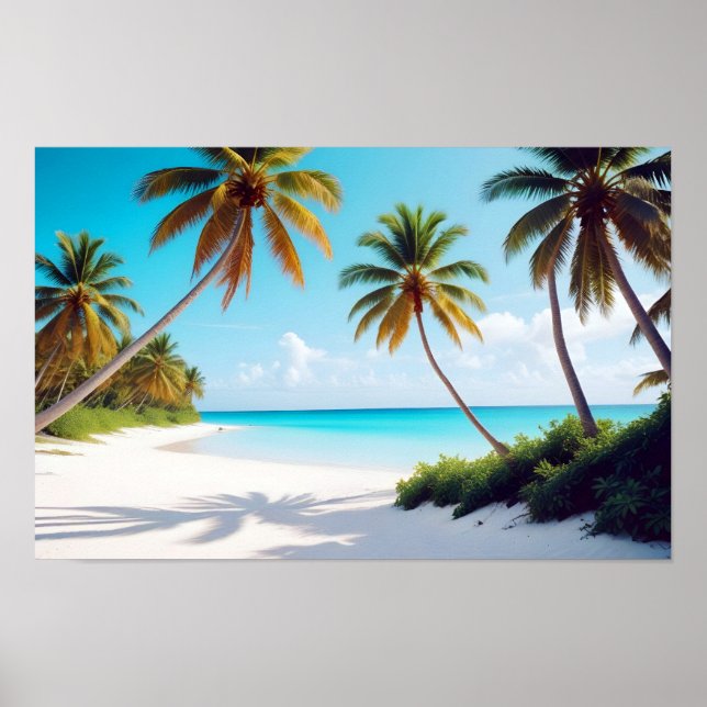 Poster Paisagem de praia Ilha Tropical Relaxando Tranquil (Frente)