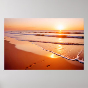 Poster Paisagem de praia Tropical Sunset Dusk Tranquil Ca