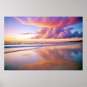 Poster Paisagem de praia Tropical Sunset Dusk Tranquil Ca