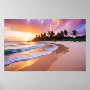 Poster Paisagem de praia Tropical Sunset Dusk Tranquil Ca