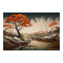 Paisagem de Sonho do Outono Dourado com Fantasia d
