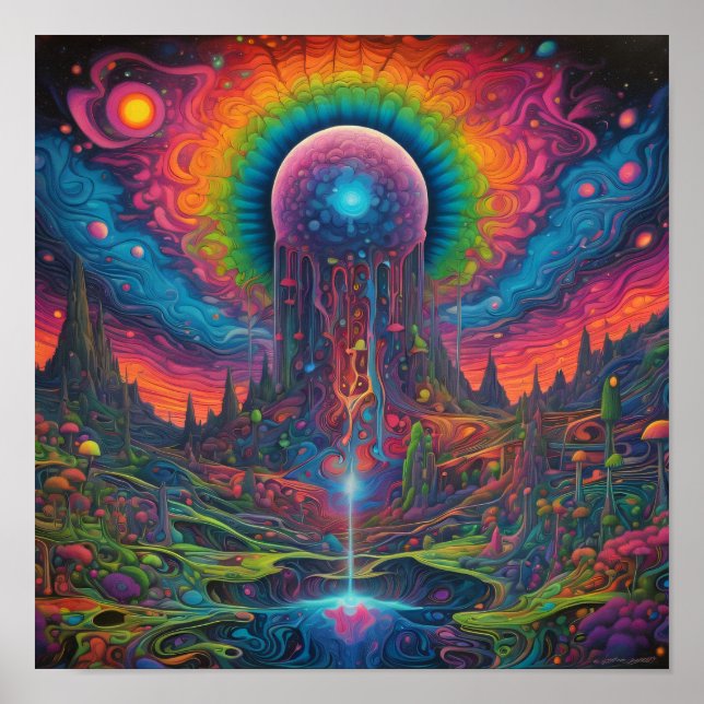 Poster Paisagem de Sonhos Psicodélicos (Frente)