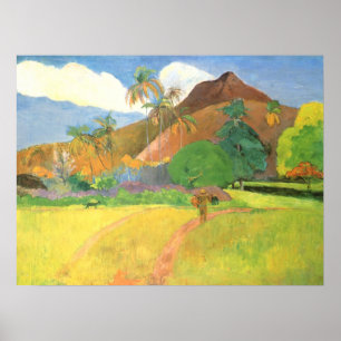 Pôster Paisagem de Tahitian, montanhas Tahiti, Paul