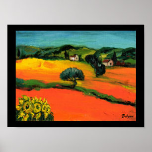 POSTER PAISAGEM DE TOSCÂNIA COM GIRASSÓIS