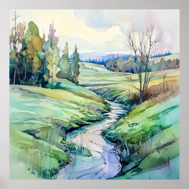 Poster Paisagem de Verão do País (Frente)