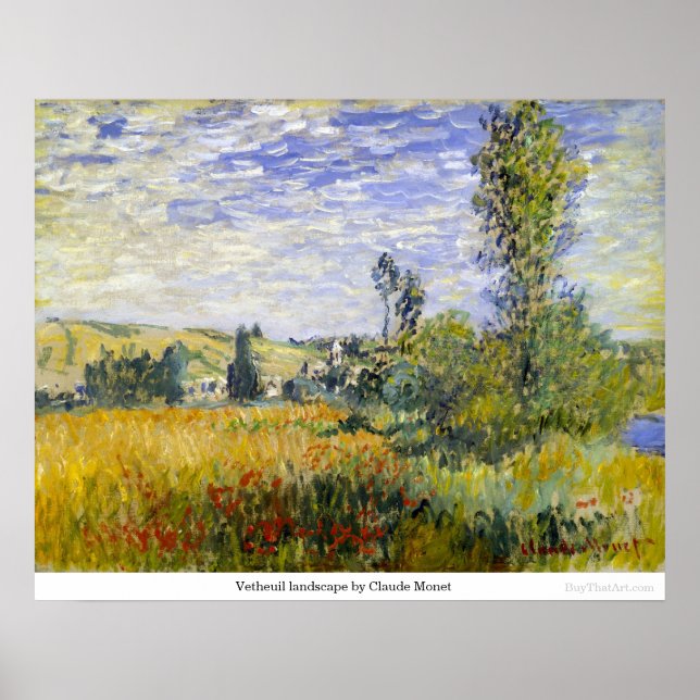 Pôster Paisagem de Vetheuil por Claude Monet (Frente)
