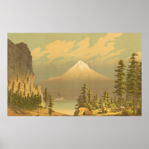 Poster Paisagem de Vintage do Mount Hood Oregon