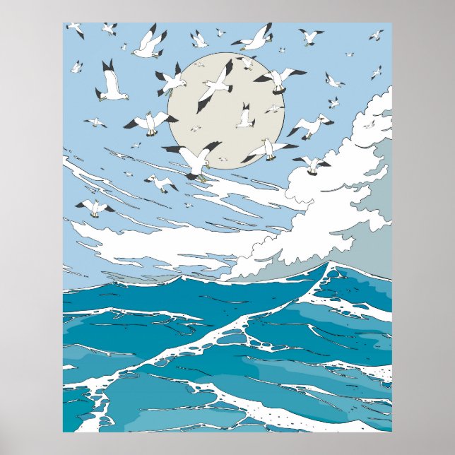 Poster Paisagem de Vintage Japonês (Frente)