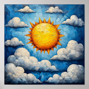 Poster Paisagem de vitral em mosaico