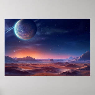 Poster Paisagem Dimensão Mágica Arte Planeta Fantástica