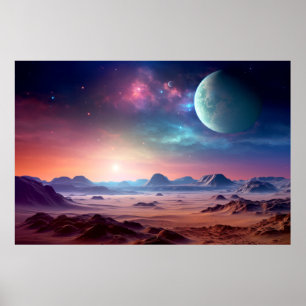 Poster Paisagem Dimensão Mágica Arte Planeta Fantástica