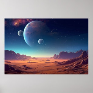 Poster Paisagem Dimensão Mágica Arte Planeta Fantástica
