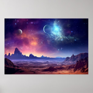 Poster Paisagem Dimensão Mágica Arte Planeta Fantástica