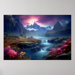 Poster Paisagem Dimensão Mágica Arte Planeta Fantástica