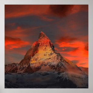Poster Paisagem do Céu Vermelho, em estonteamento