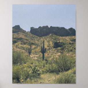 Poster Paisagem do deserto da Arizona Vintage Saguaro Cac