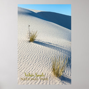 Poster Paisagem do Deserto de Areias Brancas e Plantas de