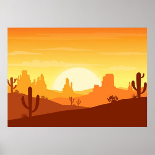 Poster Paisagem do Deserto de Cactus