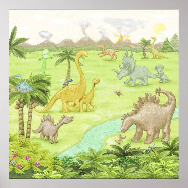 Poster Paisagem do dinossauro (Frente)