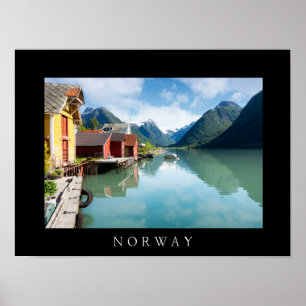 Poster paisagem do fiorde Fjaerlandsfjord na Noruega
