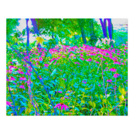 Pôster Paisagem do Jardim Impressionista Azul Aqua