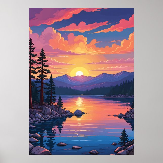Poster Paisagem do Lago Tahoe (Frente)