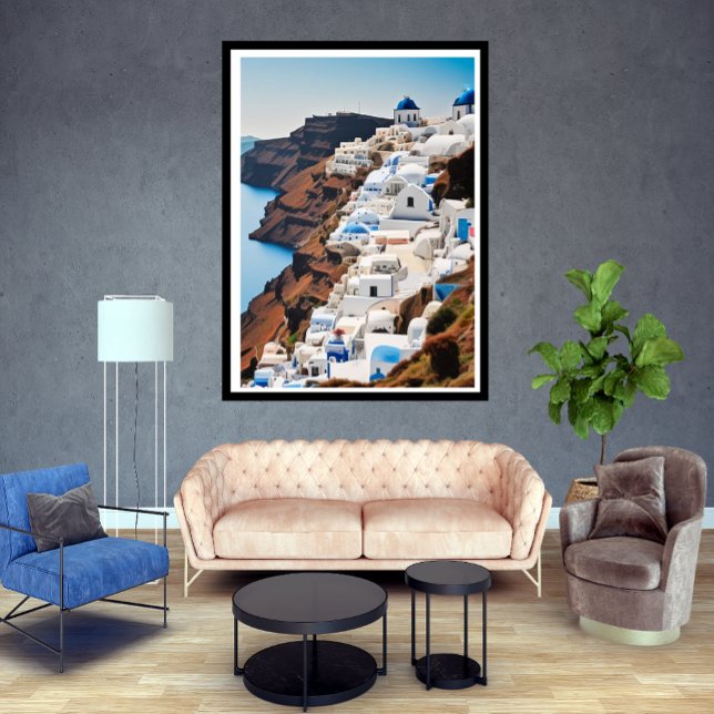Poster Paisagem do Mar Branco, azul Fantástico de Santori (Criador carregado)