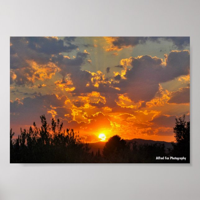Poster Paisagem do Nascer do Sol no Céu da Manhã (Frente)