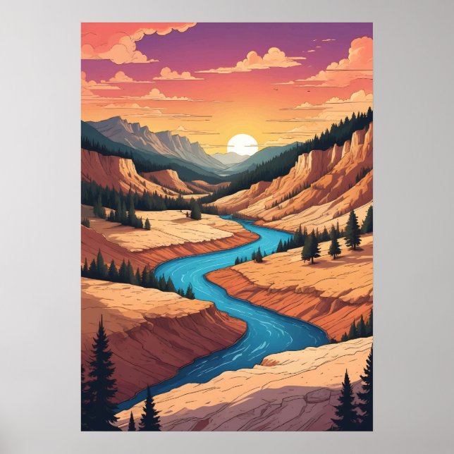 Poster Paisagem do Parque Yellowstone (Frente)