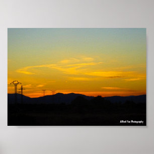Poster Paisagem do Pôr do Sol na Montanha Amarela