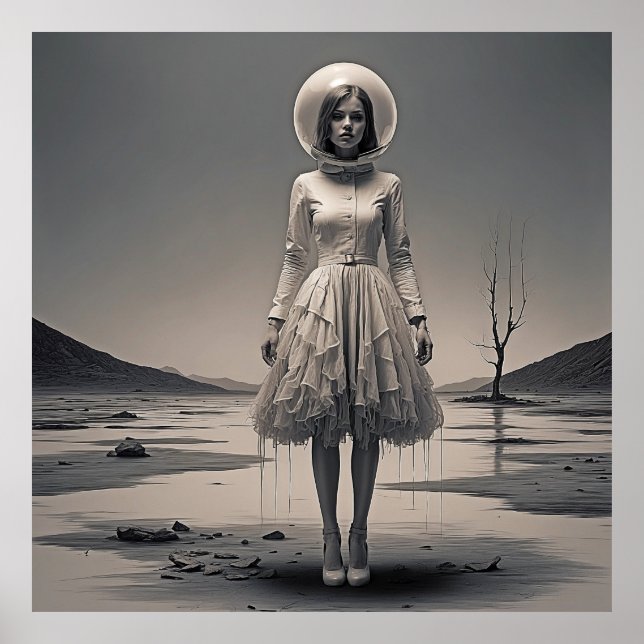 Poster Paisagem do Retrospectivo Moderno: Menina em Foco (Frente)