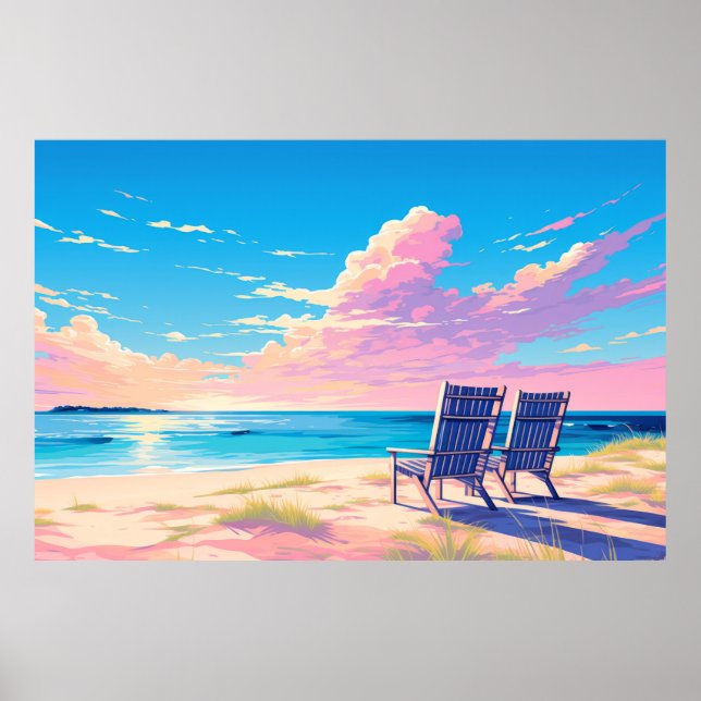 Poster Paisagem do Sunset da praia de Scenery (Frente)