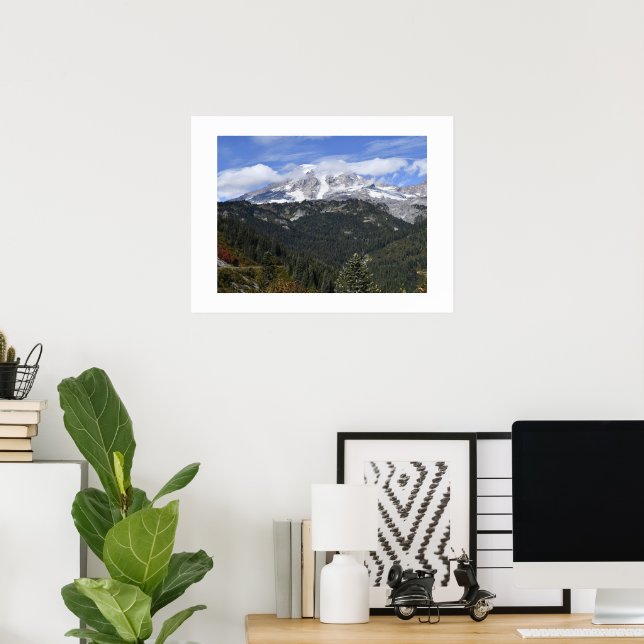 Poster Paisagem do Vale Cênico do Monte Rainier (Escritório em casa)