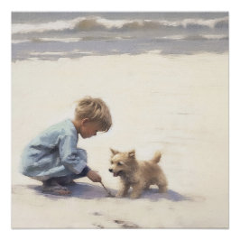 Pôster Paisagem dos Melhores Amigos da Praia Costeira