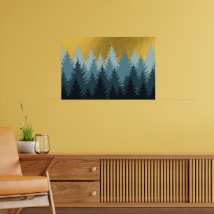 Poster Paisagem Dourada de Árvores da Floresta
