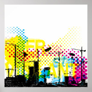 Pôster Paisagem dystopian urbana