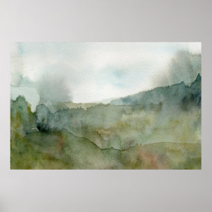 Poster Paisagem em Aquarela de Prado Nebuloso