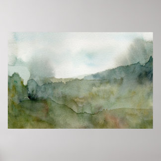 Poster Paisagem em Aquarela de Prado Nebuloso