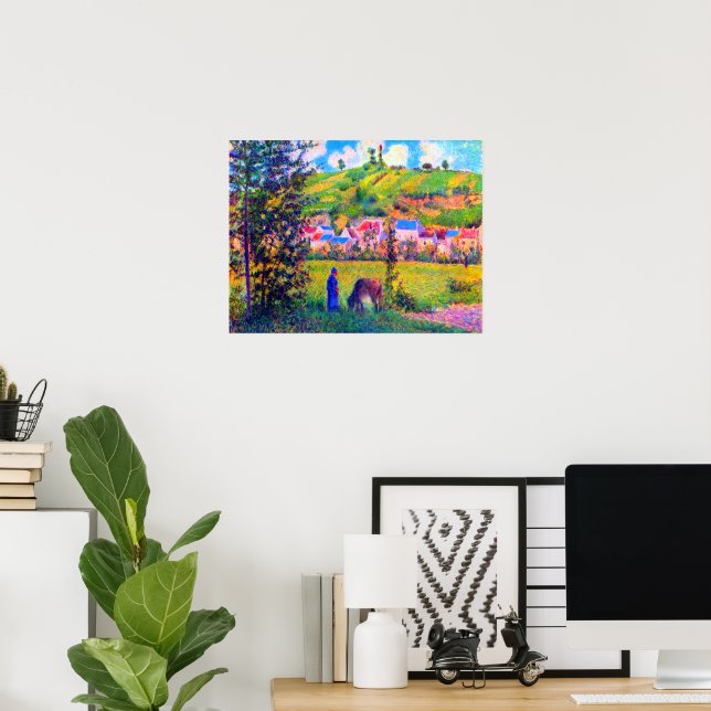 Poster Paisagem em Chaponval Camille Pissarro 1880 (Escritório em casa)