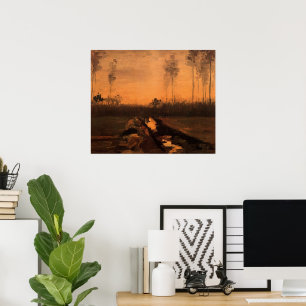 Pôster Paisagem em Dusk por Vincent van Gogh