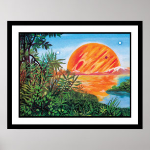 Pôster Paisagem em Europa - Pintura da Lua de Júpiter Sci