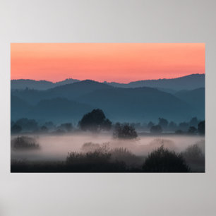 Poster Paisagem encharcada no pôr do sol