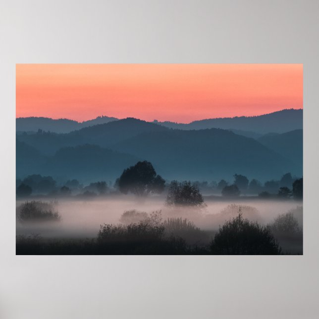 Poster Paisagem encharcada no pôr do sol (Frente)
