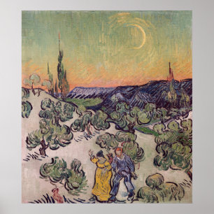 Pôster Paisagem enluarada de Vincent van Gogh , 1889
