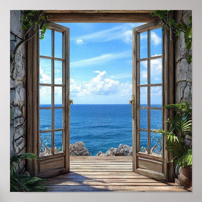 Poster Paisagem falsa da janela (Frente)