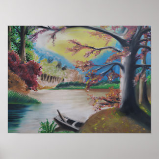 Poster Paisagem Fantástica com Árvores Coloridas & Radian