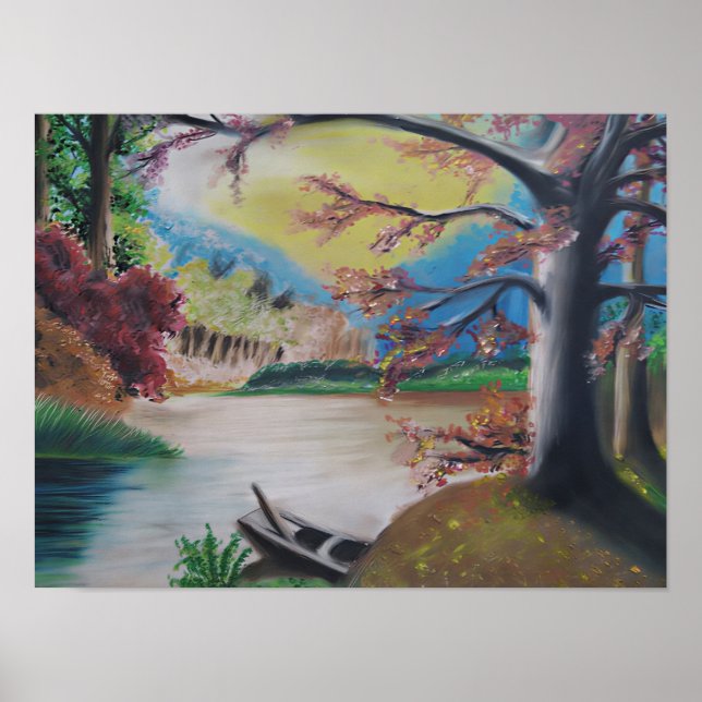 Poster Paisagem Fantástica com Árvores Coloridas & Radian (Frente)